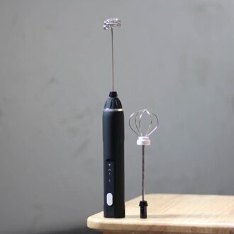 Elektrische Melkopschuimer Eiklopper Keuken Drinken Foamer Whisk Mixer Stirrer Koffie Cappuccino Creamer Whisk Frothy Blend Snorhaar zwart Upgrade