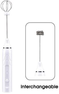 Elektrische Melkopschuimer Handheld Mixer Garde Oplaadbare Mini Blender Met Verwisselbare Frother En Garde Eiklopper wit