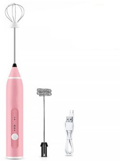 Elektrische Melkopschuimer Usb Oplaadbare Eiklopper 3 Snelheid Schuim Maker Handheld Garde Dranken Mixer 4 Kleuren roze