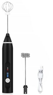 Elektrische Melkopschuimer Usb Oplaadbare Eiklopper 3 Snelheid Schuim Maker Handheld Garde Dranken Mixer 4 Kleuren zwart