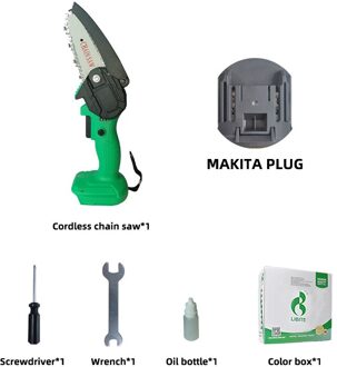 Elektrische Mini Kettingzagen Snoeien Kettingzaag Cordless Tuin Tree Bush Cuttting Trimmen Zaag Voor Hout Snijden Met Lithium Batterij Bare metal kleur doos / VS