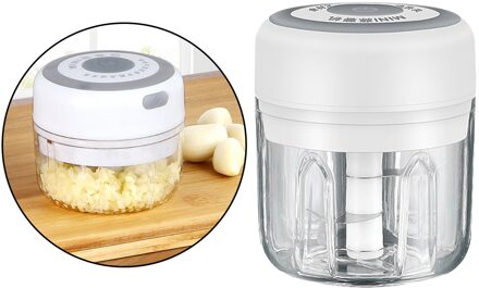 Elektrische Mini Knoflook Chopper Slicer, Draadloze Draagbare Voedsel Chopper Processor Voor Thuis Keuken Rv Camper Camping Picknick 250ml wit