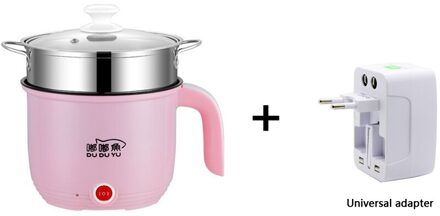 Elektrische Mini Rijstkoker Multi + Fornuis Huishouden Voor Pot Keuken Koken En Koekenpan Steak Voor Dormitoy Kantoor Fornuis 220V pink1