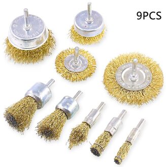 Elektrische Molen Handmatige Polijsten Draad Borstel Messing Gecoat Wiel Thuis Cup Verwijdering Roest Met 1/4 Inch Schacht Praktische Boor