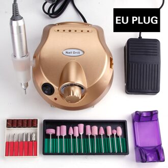 Elektrische Nail Boor 30000 Freesmachine Nagelvijl Polijstmachine Keramische Cutter Boren Manicure Machine Set Pedicure Cutters goud reeks EU plug