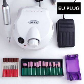 Elektrische Nail Boor 30000 Freesmachine Nagelvijl Polijstmachine Keramische Cutter Boren Manicure Machine Set Pedicure Cutters wit reeks EU plug