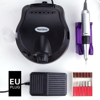 Elektrische Nail Boor 30000 Freesmachine Nagelvijl Polijstmachine Keramische Cutter Boren Manicure Machine Set Pedicure Cutters zwart EU plug