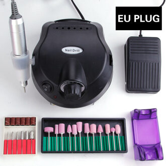 Elektrische Nail Boor 30000 Freesmachine Nagelvijl Polijstmachine Keramische Cutter Boren Manicure Machine Set Pedicure Cutters zwart reeks EU plug