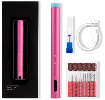 Elektrische Nail Boor Machine Draagbare Oplaadbare Manicure Nail Boor Pen Handvat Bestand Polish Grind Machine Nail Boor File Tool roze