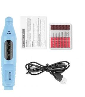 Elektrische Nail Boor Machine Kit Usb Opladen Nail Manicure Machine Verstelbare Speed Nail File Boor Pen Bits Kit Nail Art pen Blauw