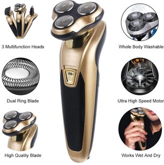 Elektrische Oplaadbare Elektrische Baard Trimmer Scheren Nat En Droog 3 In 1 Met Neus Waterdichte Mannen Baard Razor