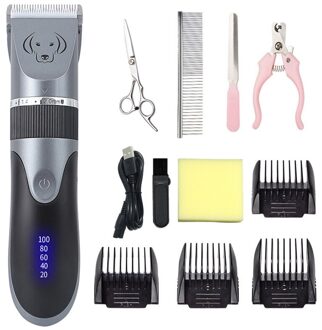 Elektrische Pet Hair Trimmer Scheerapparaat Oplaadbare Hond Kat Geluidsarme Tondeuse Grooming Scheerapparaat Cut Machine Set Huisdier clipper bruin