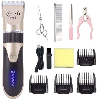 Elektrische Pet Hair Trimmer Scheerapparaat Oplaadbare Hond Kat Geluidsarme Tondeuse Grooming Scheerapparaat Cut Machine Set Huisdier clipper geel