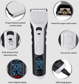 Elektrische Pet Hair Trimmer Usb Oplaadbare Pet Hair Scheerapparaat Met Digitale Scherm 4 Size Dual-Head Gids Kammen voor Honden Kat