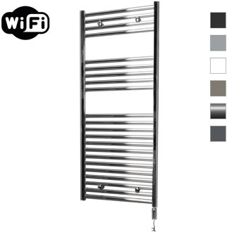 Elektrische Radiator Sanicare HWV Met Wifi 111,8x45 cm Chroom 435W Met Thermostaat Chroom Rechtsonder