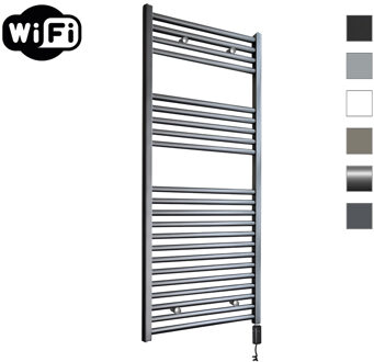 Elektrische Radiator Sanicare HWV Met Wifi 111,8x45 cm Gunmetal 596W Met Thermostaat Zwart Rechtsonder