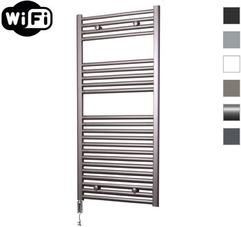 Elektrische Radiator Sanicare HWV Met Wifi 111,8x45 cm Inox Look 596W Met Thermostaat Chroom Linksonder