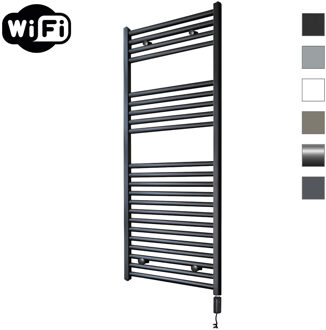 Elektrische Radiator Sanicare HWV Met Wifi 111,8x45 cm Mat Zwart 596W Met Thermostaat Zwart Rechtsonder