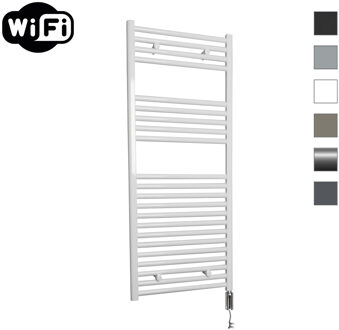 Elektrische Radiator Sanicare HWV Met Wifi 111,8x45 cm Wit 596W Met Thermostaat Chroom Rechtsonder