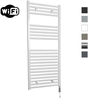 Elektrische Radiator Sanicare HWV Met Wifi 111,8x45 cm Wit 596W Met Thermostaat Wit Rechtsonder