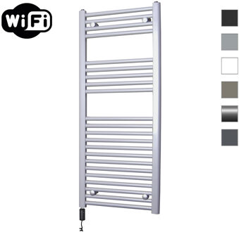 Elektrische Radiator Sanicare HWV Met Wifi 111,8x45 cm Zilver Grijs 596W Met Thermostaat Zwart Linksonder