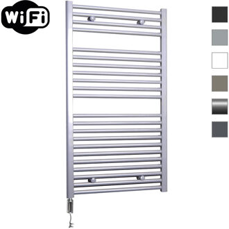 Elektrische Radiator Sanicare HWV Met Wifi 111,8x60 cm Zilver Grijs 730W Met Thermostaat Chroom Linksonder