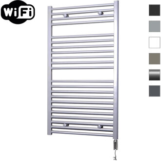 Elektrische Radiator Sanicare HWV Met Wifi 111,8x60 cm Zilver Grijs 730W Met Thermostaat Chroom Rechtsonder