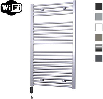 Elektrische Radiator Sanicare HWV Met Wifi 111,8x60 cm Zilver Grijs 730W Met Thermostaat Zwart Linksonder