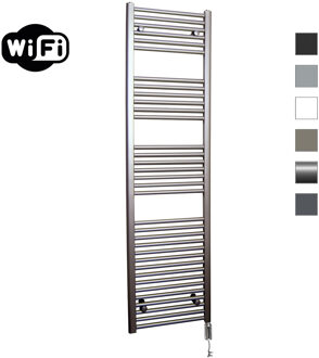 Elektrische Radiator Sanicare HWV Met Wifi 172x45 cm Inox Look 920W Met Thermostaat Chroom Linksonder