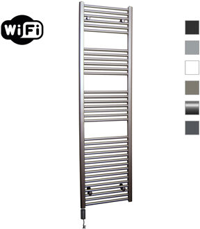 Elektrische Radiator Sanicare HWV Met Wifi 172x45 cm Inox Look 920W Met Thermostaat Zwart Linksonder Chroom