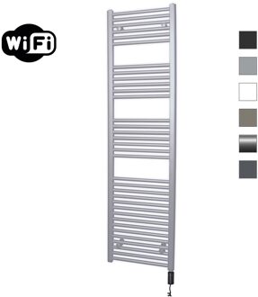 Elektrische Radiator Sanicare HWV Met Wifi 172x45 cm Zilver Grijs 920W Met Thermostaat Zwart Rechtsonder