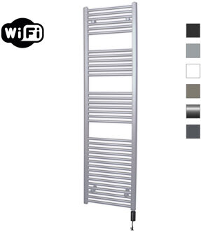 Elektrische Radiator Sanicare HWV Met Wifi 172x45 cm Zilver Grijs 920W Met Thermostaat Zwart Rechtsonder