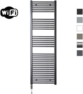 Elektrische Radiator Sanicare HWV Met Wifi 172x60 cm Gunmetal 1127W Met Thermostaat Chroom Linksonder