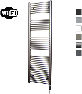 Elektrische Radiator Sanicare HWV Met Wifi 172x60 cm Inox Look 1127W Met Thermostaat Zwart Rechtsonder Chroom