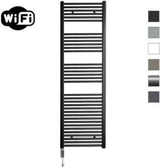 Elektrische Radiator Sanicare HWV Met Wifi 172x60 cm Mat Zwart 1127W Met Thermostaat Chroom Linksonder