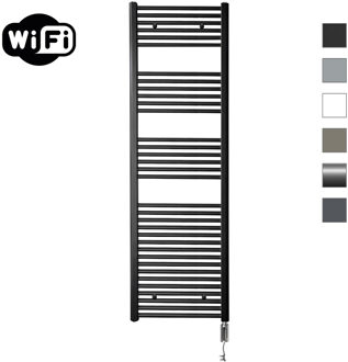 Elektrische Radiator Sanicare HWV Met Wifi 172x60 cm Mat Zwart 1127W Met Thermostaat Chroom Rechtsonder