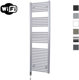 Elektrische Radiator Sanicare HWV Met Wifi 172x60 cm Zilver Grijs 1127W Met Thermostaat Chroom Linksonder