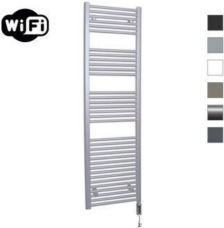 Elektrische Radiator Sanicare HWV Met Wifi 172x60 cm Zilver Grijs 1127W Met Thermostaat Chroom Rechtsonder