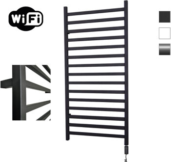 Elektrische Radiator Sanicare HWV - Qubic Met Wifi 126,4x60 cm Mat Zwart 773W Met Thermostaat Zwart Rechtsonder