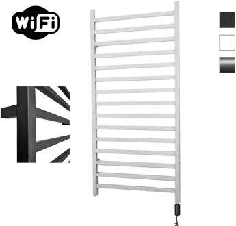 Elektrische Radiator Sanicare HWV - Qubic Met Wifi 126,4x60 cm Wit 773W Met Thermostaat Zwart Rechtsonder