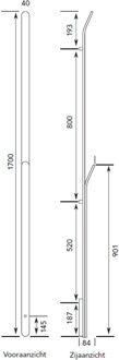 Elektrische Radiator Stick Instamat ARC Handdoekwarmer 170 cm 34W Geborsteld Aluminium Soft Wit