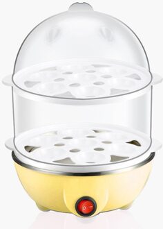 Elektrische Rapid Eierkoker Voedsel Steamer Boiler Mini Rvs Dubbeldeks Thuis Ei Kokend Machine Koken Tool Verwarming geel dubbele laag