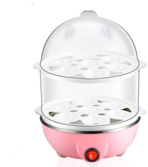 Elektrische Rapid Eierkoker Voedsel Steamer Boiler Mini Rvs Dubbeldeks Thuis Ei Kokend Machine Koken Tool Verwarming roze dubbele Deck