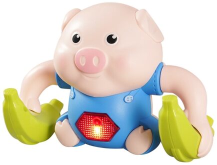 Elektrische Rollende Inductie Leren Praten Leuke Varken Speelgoed Voice Control Tumbling U7EE Blauw