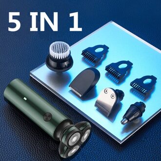 Elektrische Scheermes Scheerapparaat Voor Mannen IPX7 Waterdicht Wasbaar Verwijderbare Precisie Baard Haar Trimmer Rotary Scheerapparaten Scheren Machine 5 IN 1