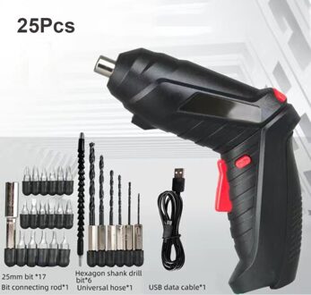Elektrische Schroevendraaier 3.6V Draagbare Usb Opladen Draadloze Oplaadbare Hand Draadloze Praktische Boor Voedingen Power Tools 26stk