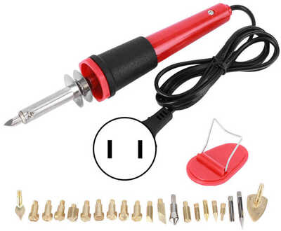 Elektrische Soldeerbout Set Houtgestookte Pen Graveren Carving Pyrography Tool 30W AC110V US plug