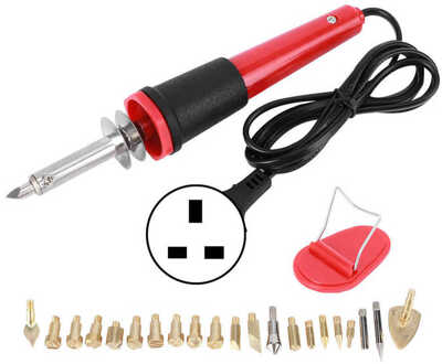 Elektrische Soldeerbout Set Houtgestookte Pen Graveren Carving Pyrography Tool 30W AC230V UK plug