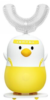 Elektrische Tandenborstel Kids U-Vormige Ultrasone Cartoon Dental Scaler Silicone Automatische Kinderen Tanden Borstel 360 Graden Reinigen geel