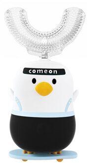 Elektrische Tandenborstel Kids U-Vormige Ultrasone Cartoon Dental Scaler Silicone Automatische Kinderen Tanden Borstel 360 Graden Reinigen zwart